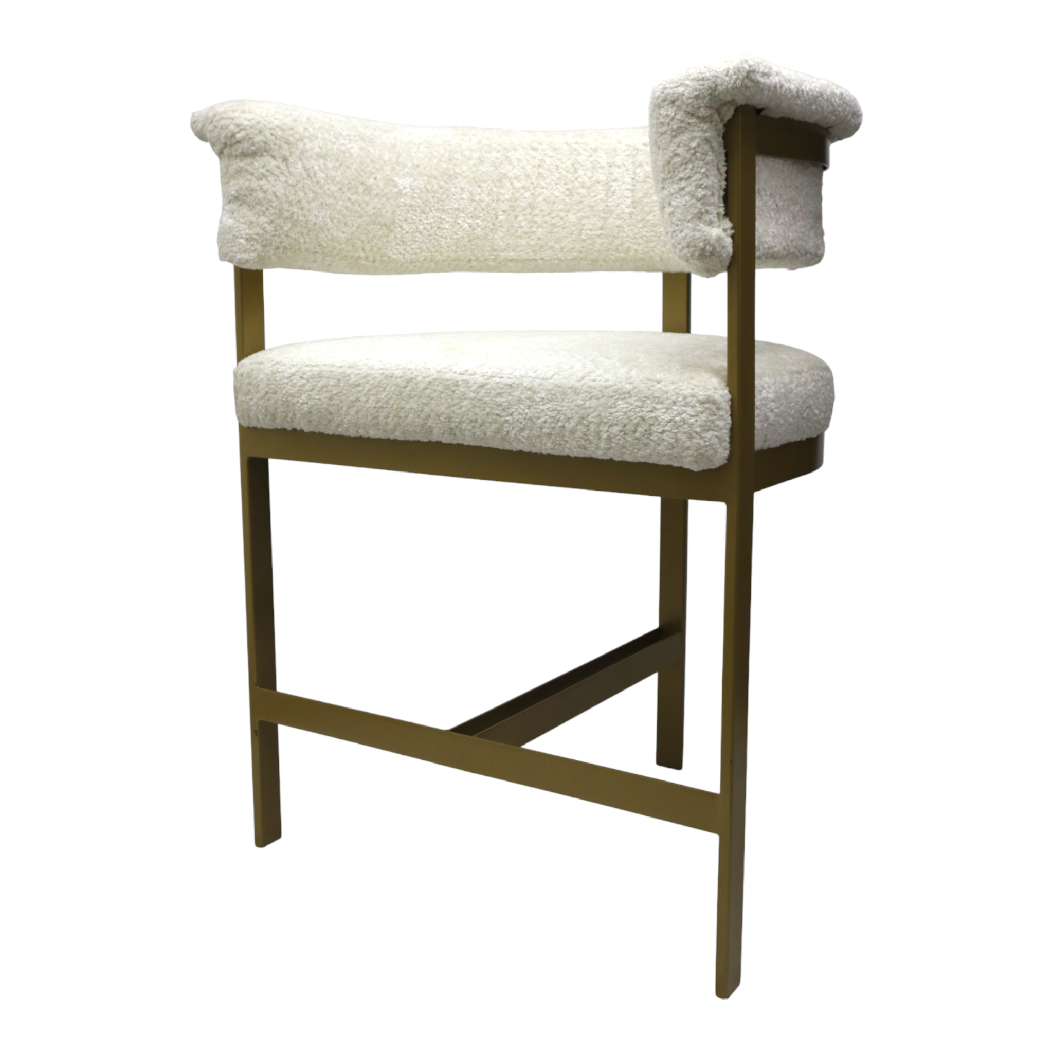 BANCO MEDIO GALEANA - respaldo y asiento en textil color blanco, base de metal
