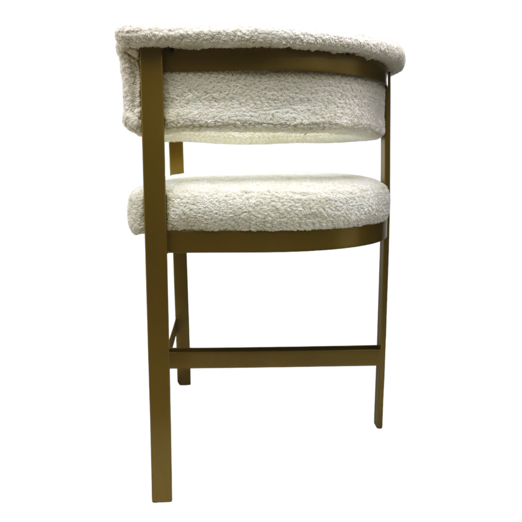 BANCO MEDIO GALEANA - respaldo y asiento en textil color blanco, base de metal