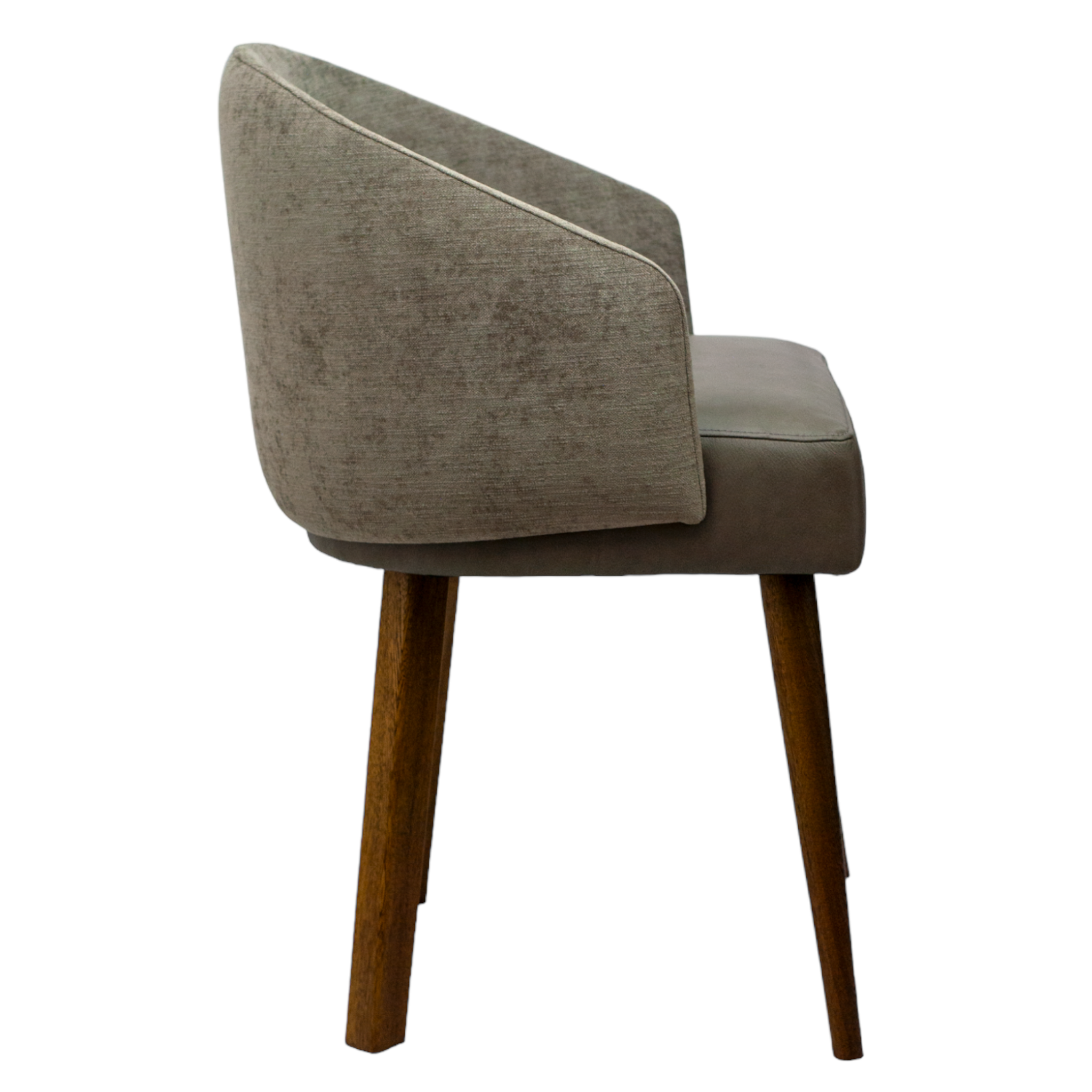 SILLA BERNAL - respaldos en textil y asiento en piel genuina, base de madera de encino