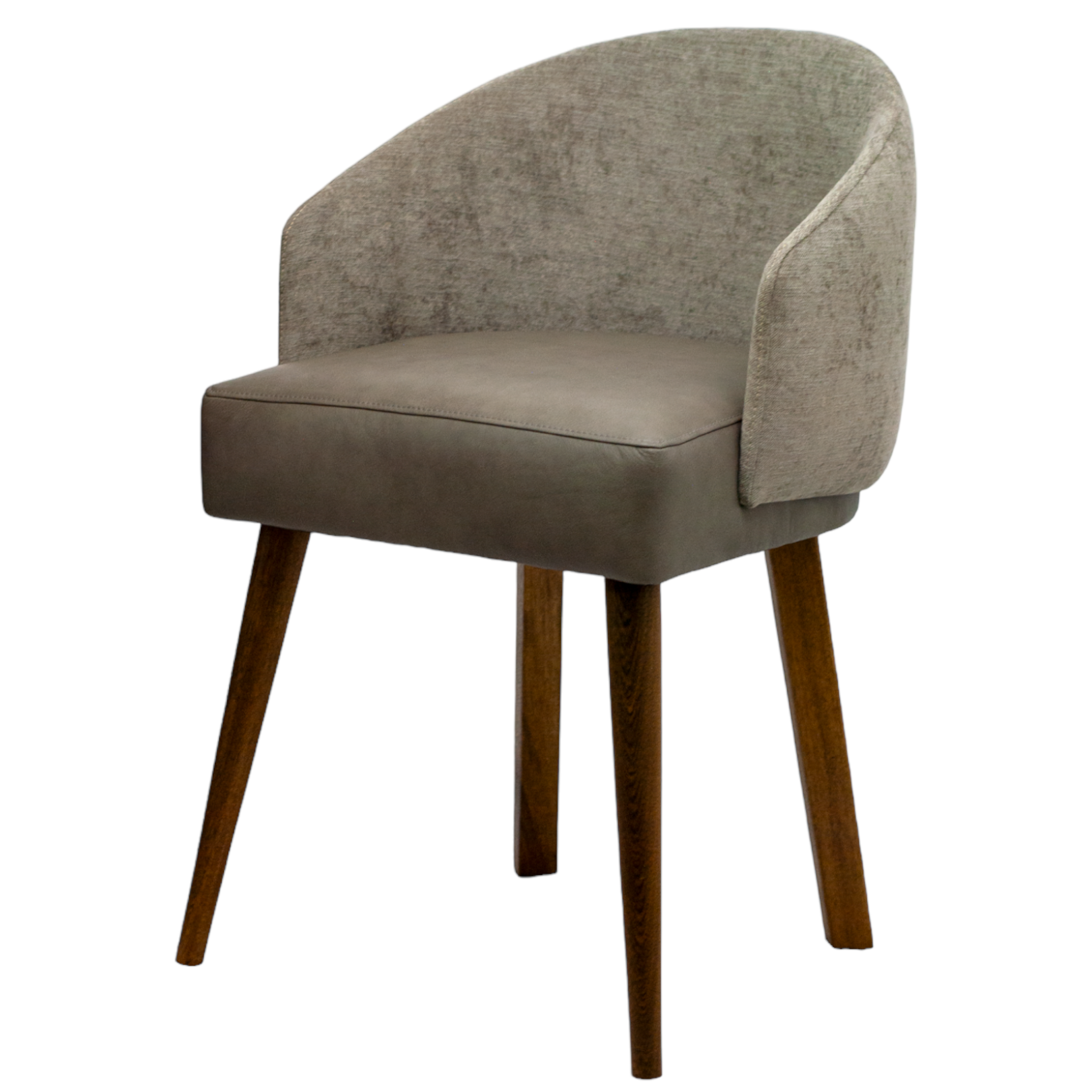 SILLA BERNAL - respaldos en textil y asiento en piel genuina, base de madera de encino