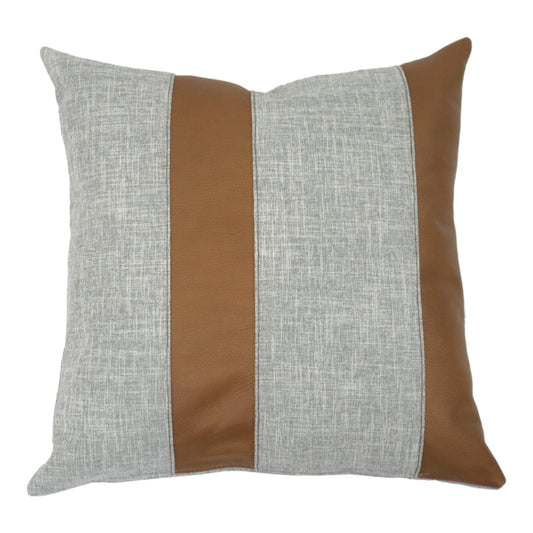 Cojín Celine Gris Textil y Piel Genuina Café