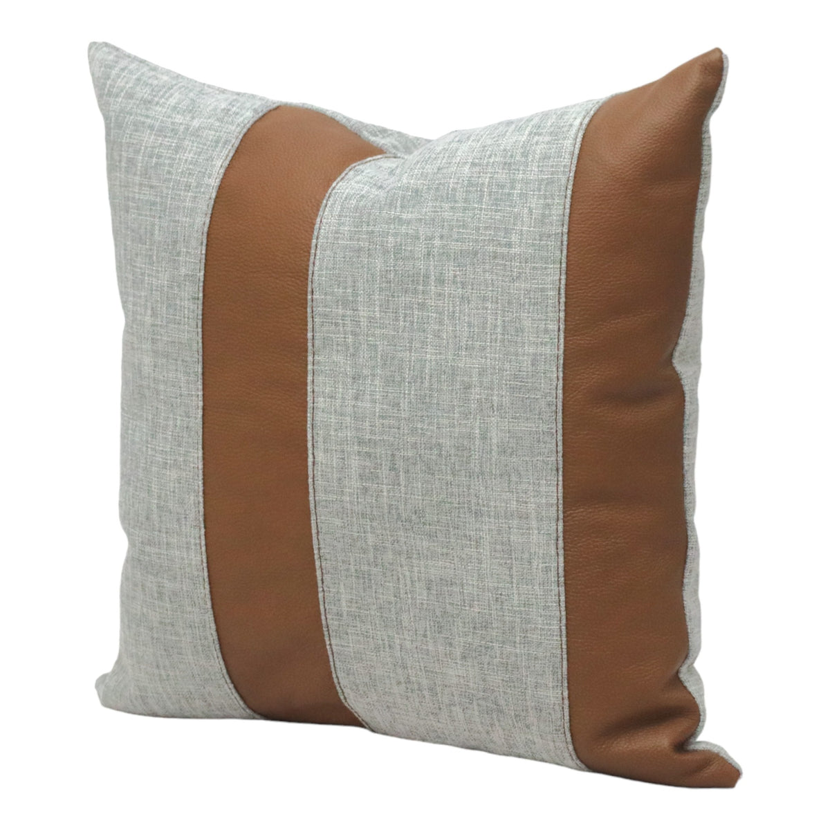 Cojín Celine Gris Textil y Piel Genuina Café