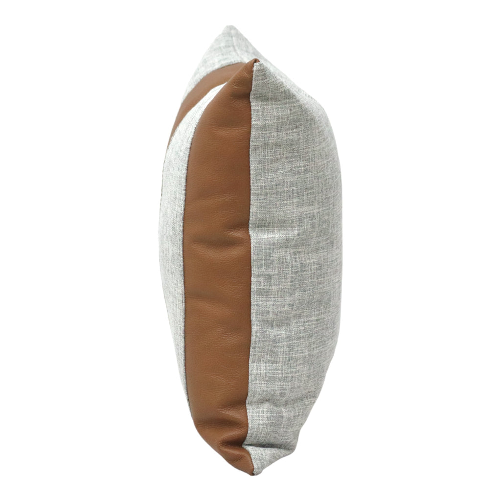 Cojín Celine Gris Textil y Piel Genuina Café
