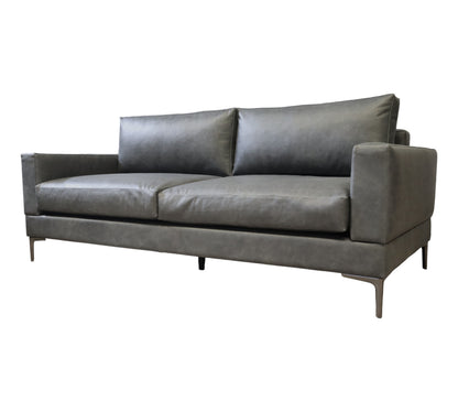 Sillón Polanco | Dos Plazas 100% Piel Genuina Gris