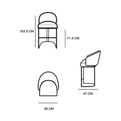 Banco Alto Dolores | Asiento y Respaldo Textil con Base Metálica Dorada