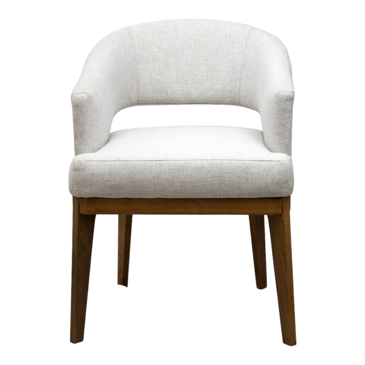 SILLA VICTORIA - respaldo y asiento en textil blanco, con base de madera de encino