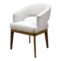 SILLA VICTORIA - respaldo y asiento en textil blanco, con base de madera de encino