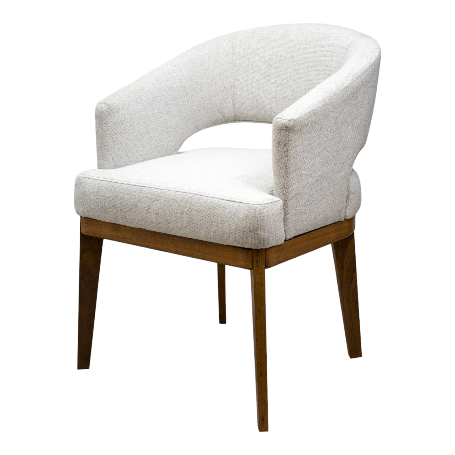 SILLA VICTORIA - respaldo y asiento en textil blanco, con base de madera de encino