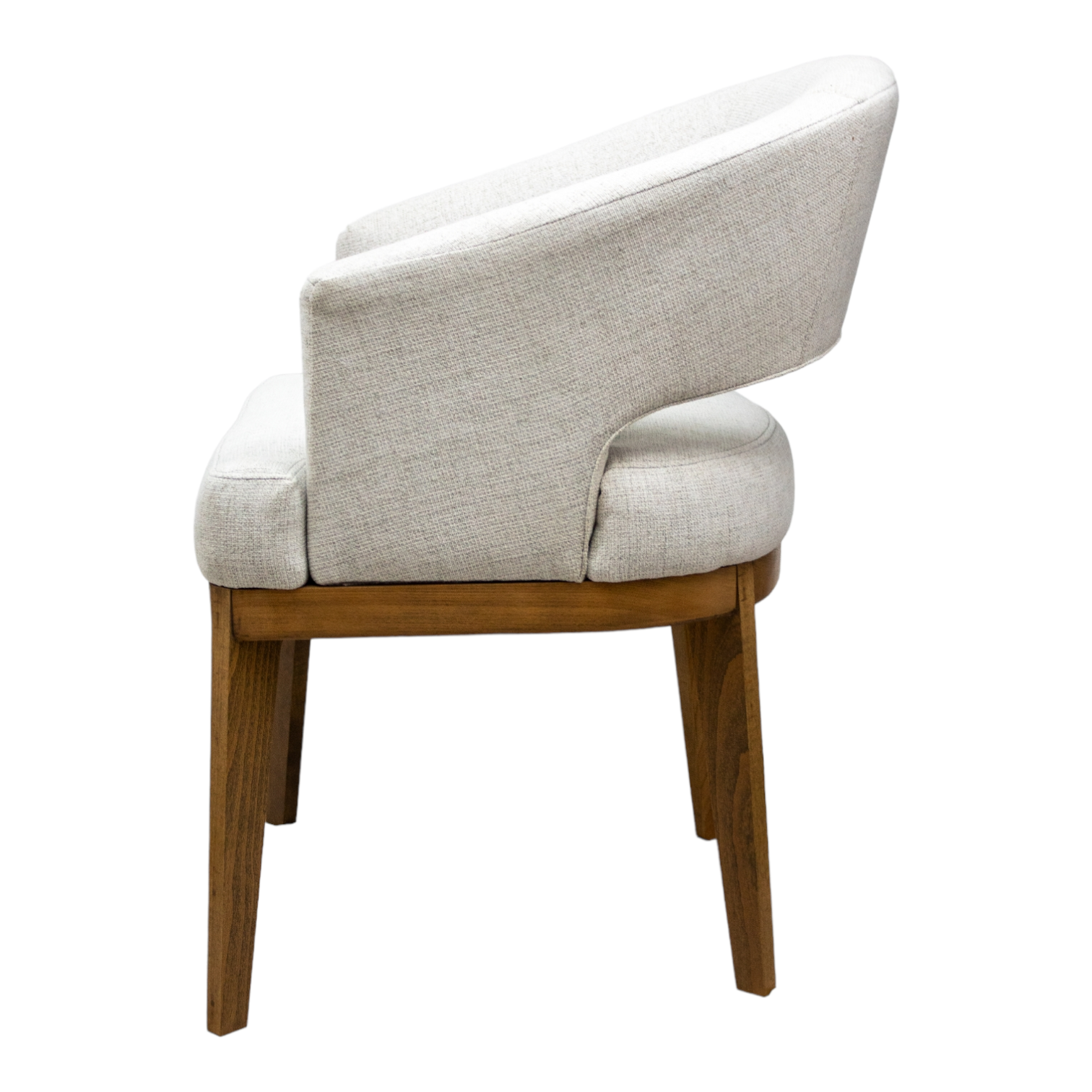 SILLA VICTORIA - respaldo y asiento en textil blanco, con base de madera de encino