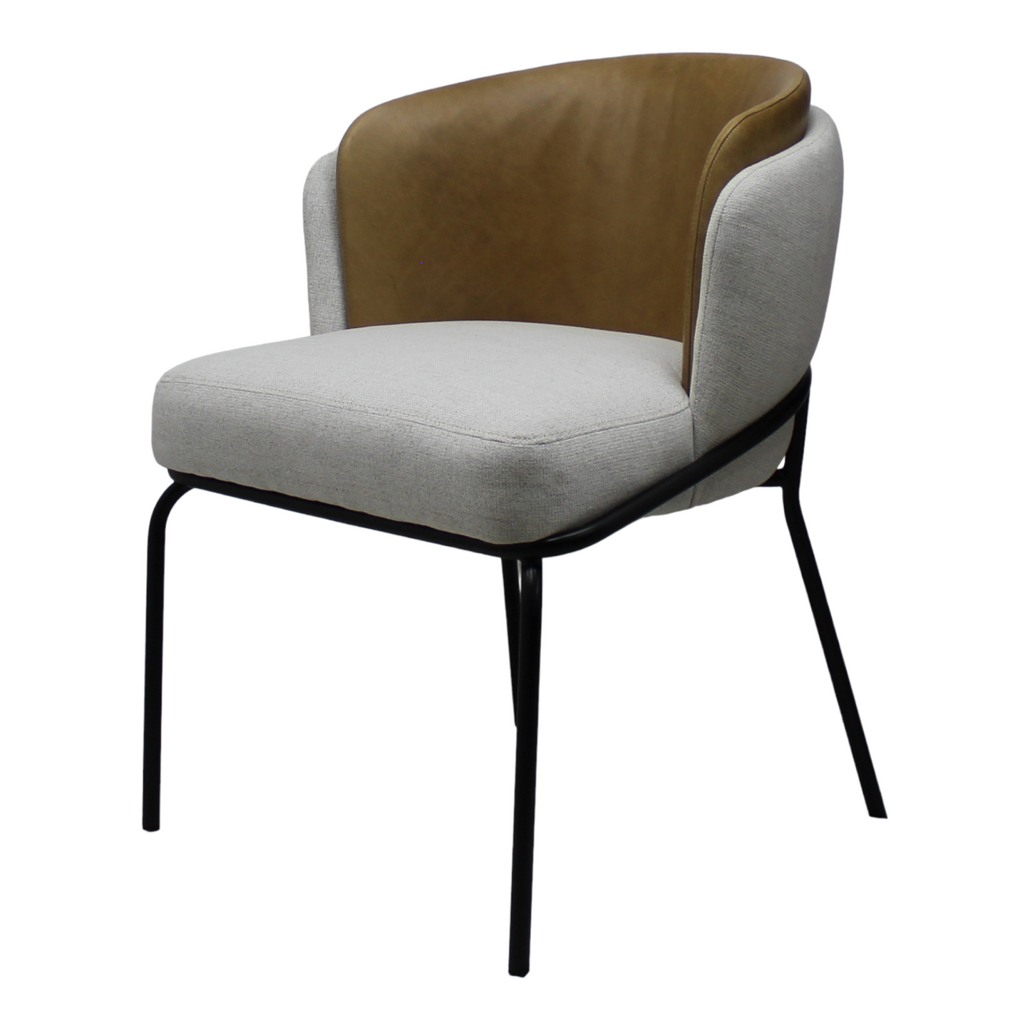 Silla Magdalena | Asiento & Respaldo Exterior Textil y Respaldo Interior 100% Piel con Base Metálica Negra