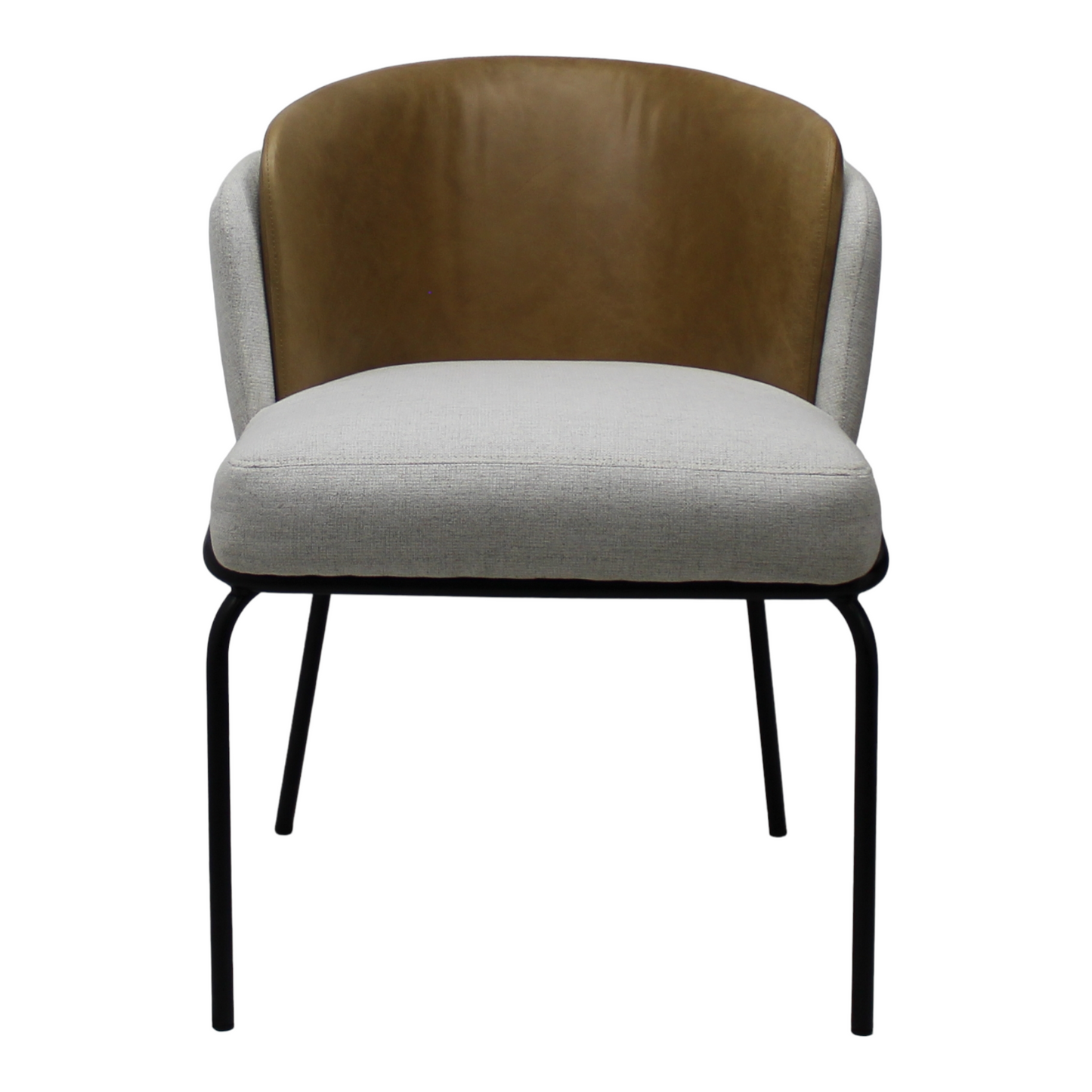 Silla Magdalena | Asiento & Respaldo Exterior Textil y Respaldo Interior 100% Piel con Base Metálica Negra