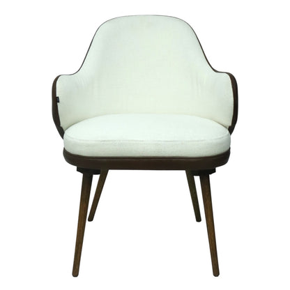 SILLA NÁPOLES - respaldo exterior en piel genuina color cafe, con base de madera de encino