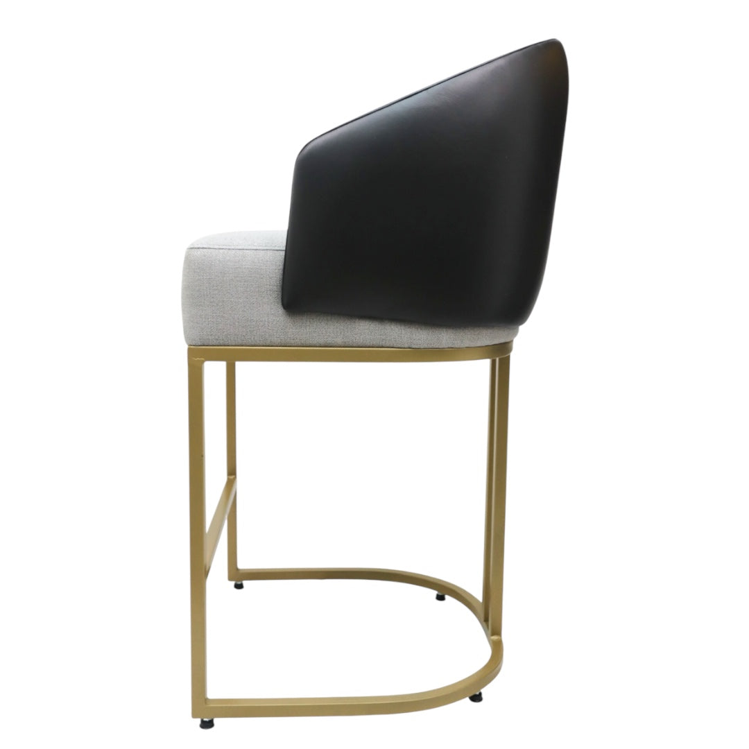 BANCO MEDIO DOLORES - respaldo en piel genuina, asiento en textil, base de metal