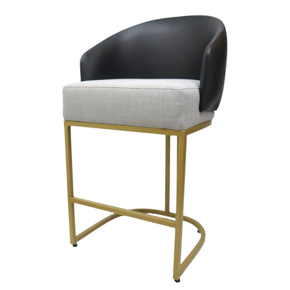 BANCO MEDIO DOLORES - respaldo en piel genuina, asiento en textil, base de metal