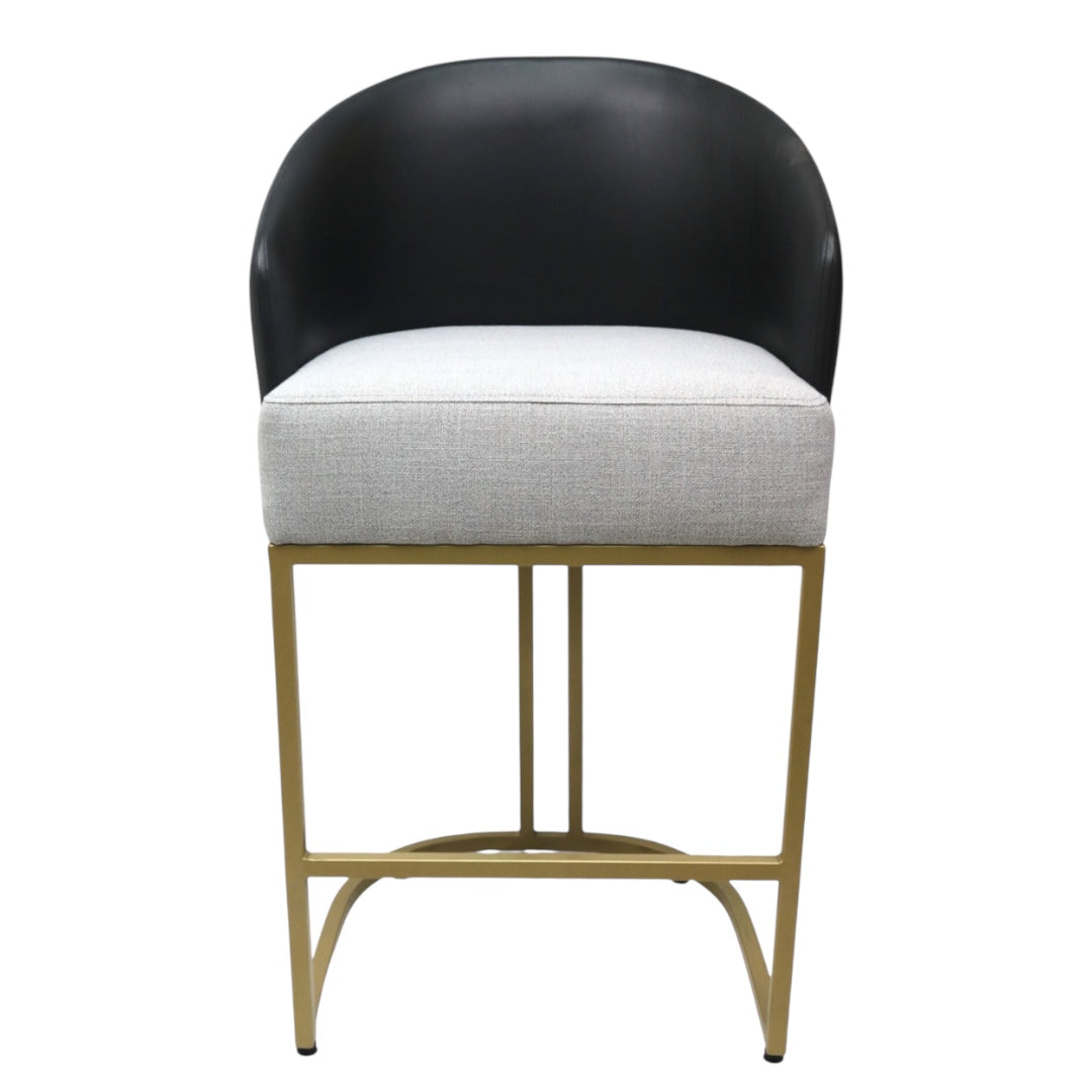 BANCO MEDIO DOLORES - respaldo en piel genuina, asiento en textil, base de metal