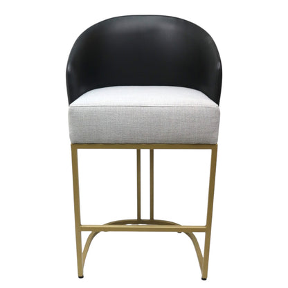 BANCO MEDIO DOLORES - respaldo en piel genuina, asiento en textil, base de metal
