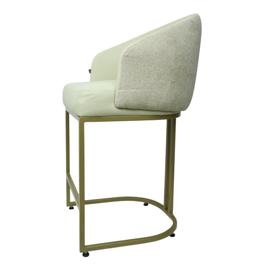 BANCO MEDIO DOLORES - respaldo interior y asiento en piel genuina, respaldo exterior en textil, base de metal