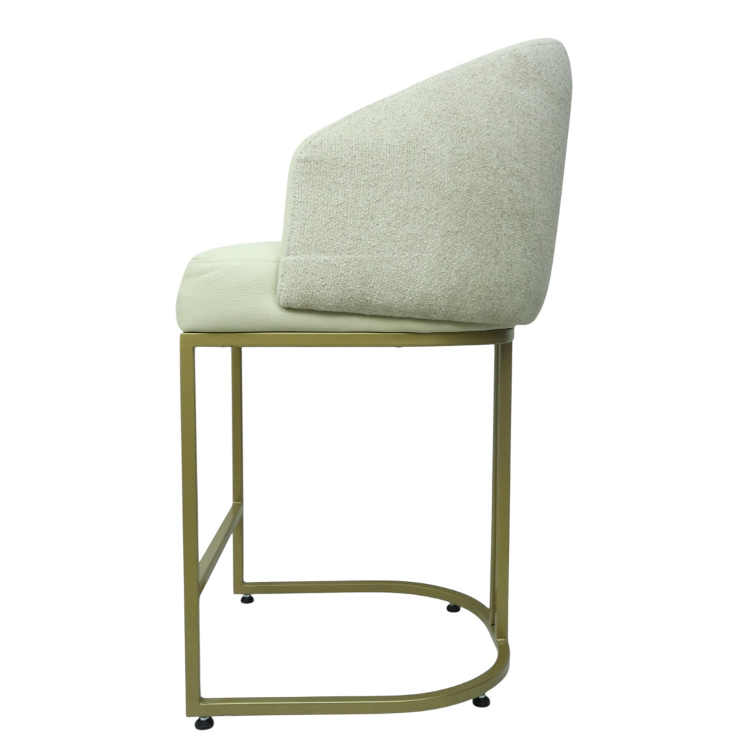 BANCO MEDIO DOLORES - respaldo interior y asiento en piel genuina, respaldo exterior en textil, base de metal