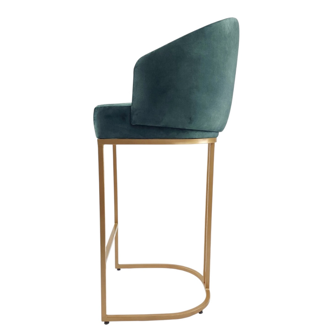 BANCO ALTO DOLORES - respaldo y asiento en textil gamuza, base de metal