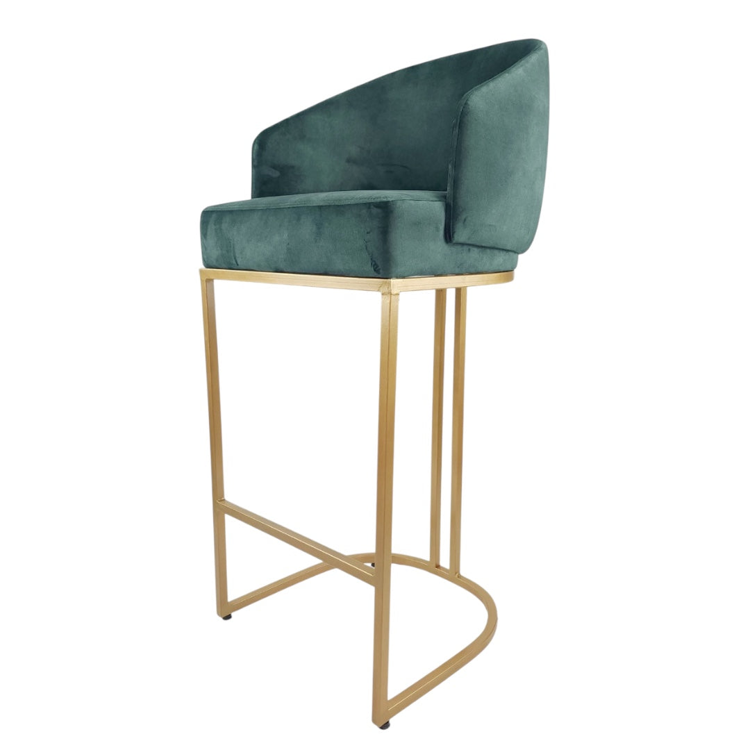 BANCO ALTO DOLORES - respaldo y asiento en textil gamuza, base de metal