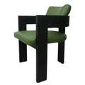 SILLA CAPRI - respaldo y asiento en piel genuina color verde, base de madera de encino