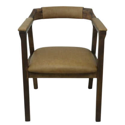 SILLA COPAL - respaldo y asiento piel genuina, con base de madera de encino