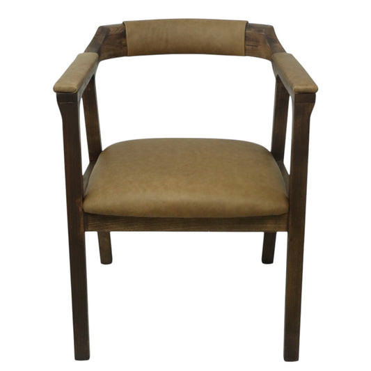 SILLA COPAL - respaldo y asiento piel genuina, con base de madera de encino