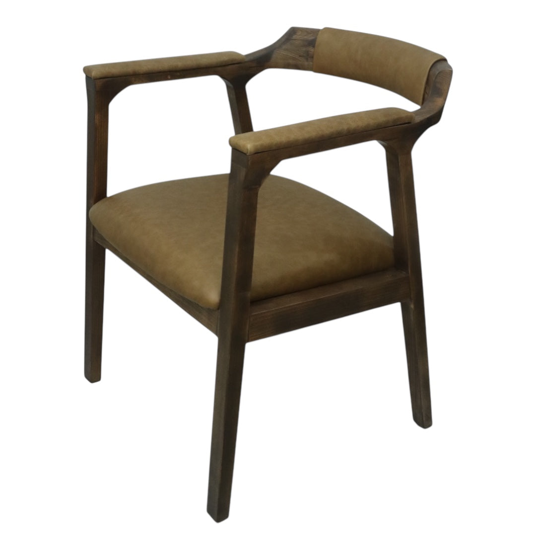 SILLA COPAL - respaldo y asiento piel genuina, con base de madera de encino