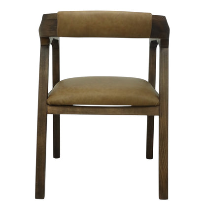 SILLA COPAL - respaldo y asiento piel genuina, con base de madera de encino