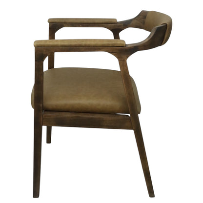 SILLA COPAL - respaldo y asiento piel genuina, con base de madera de encino