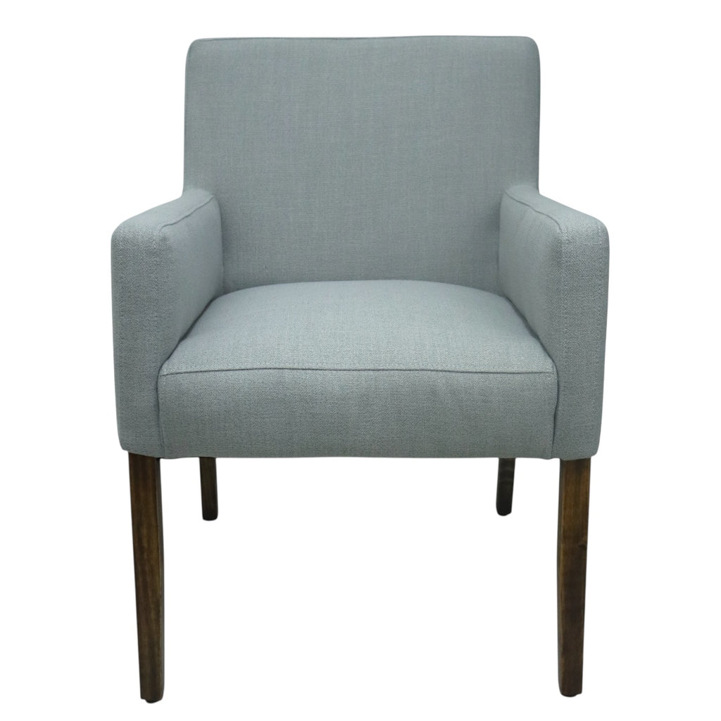 SILLA LORETO - respaldo y asiento en textil gris, estructura de madera de pino