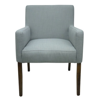 SILLA LORETO - respaldo y asiento en textil gris, estructura de madera de pino