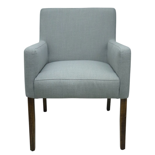 SILLA LORETO - respaldo y asiento en textil gris, estructura de madera de pino