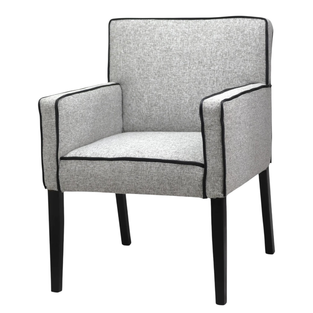 SILLA LORETO - respaldo y asiento en textil, ribete en piel con estructura de madera de pino