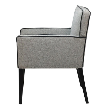SILLA LORETO - respaldo y asiento en textil, ribete en piel con estructura de madera de pino