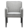 SILLA LORETO - respaldo y asiento en textil, ribete en piel con estructura de madera de pino