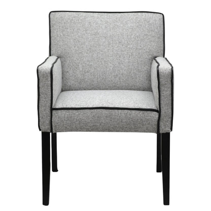 SILLA LORETO - respaldo y asiento en textil, ribete en piel con estructura de madera de pino