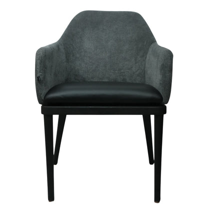 SILLA BOSTON - asiento en piel genuina, respaldos en textil, base de madera de encino