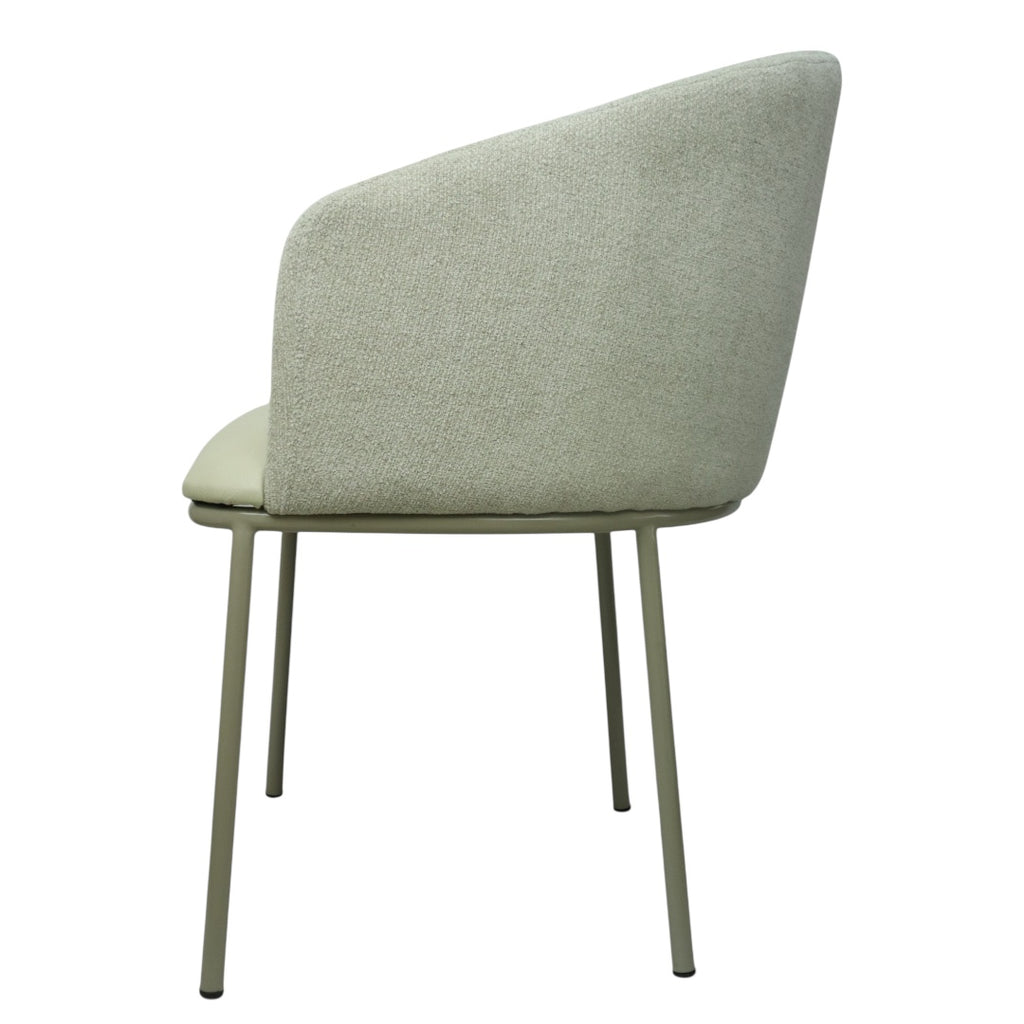 SILLA CANES - respaldo en textil asiento piel genuina, base de metal