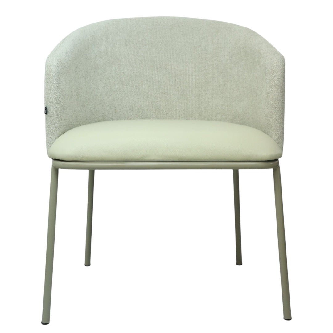 SILLA CANES - respaldo en textil asiento piel genuina, base de metal