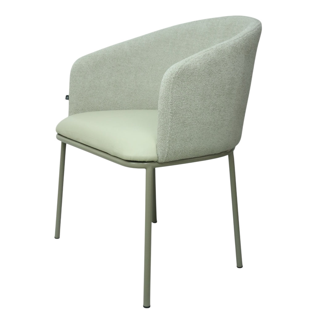 SILLA CANES - respaldo en textil asiento piel genuina, base de metal