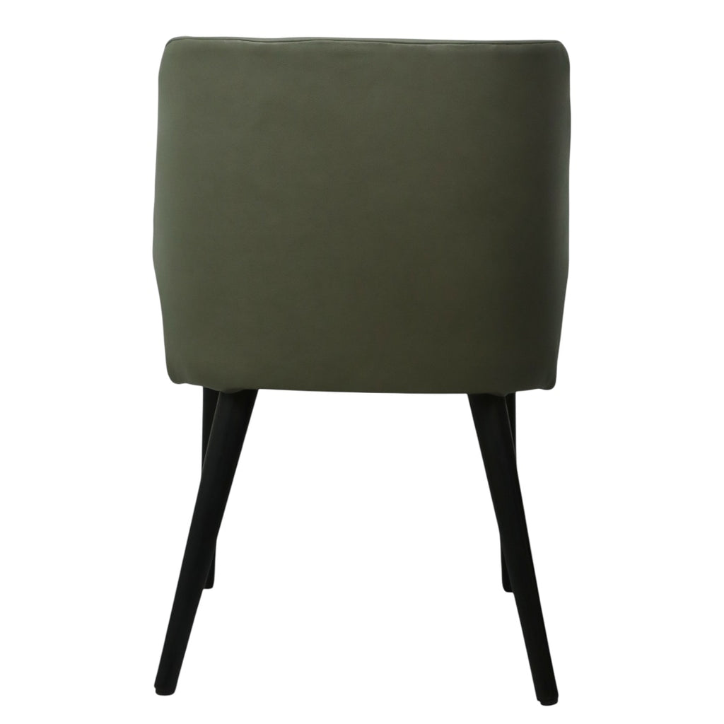 SILLA NEPAL - respaldo y asiento en piel genuina color gris, base de madera de encino