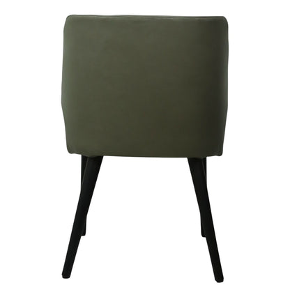 SILLA NEPAL - respaldo y asiento en piel genuina color gris, base de madera de encino