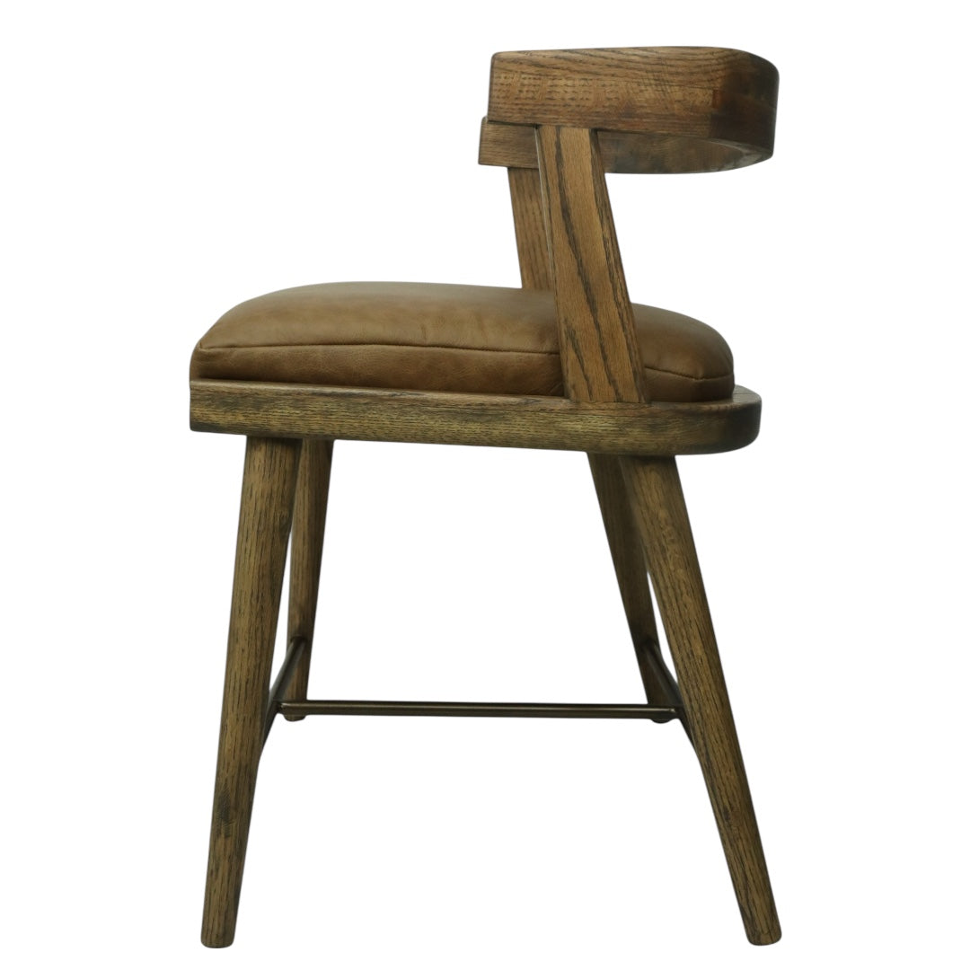 SILLA MERIDA - asiento piel genuina, estructura de madera de encino