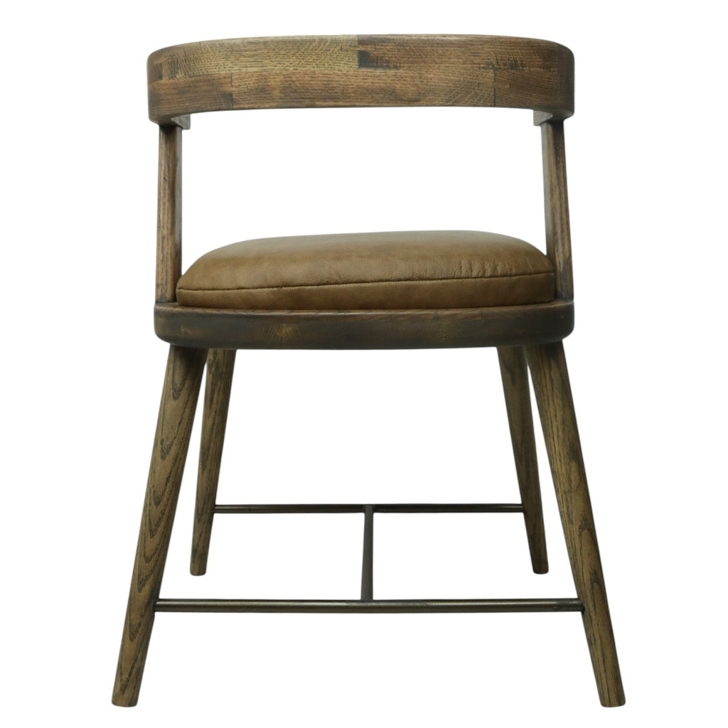 SILLA MERIDA - asiento piel genuina, estructura de madera de encino