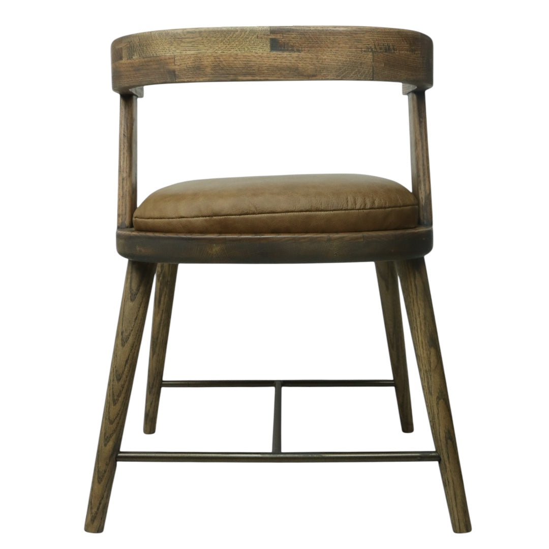 SILLA MERIDA - asiento piel genuina, estructura de madera de encino