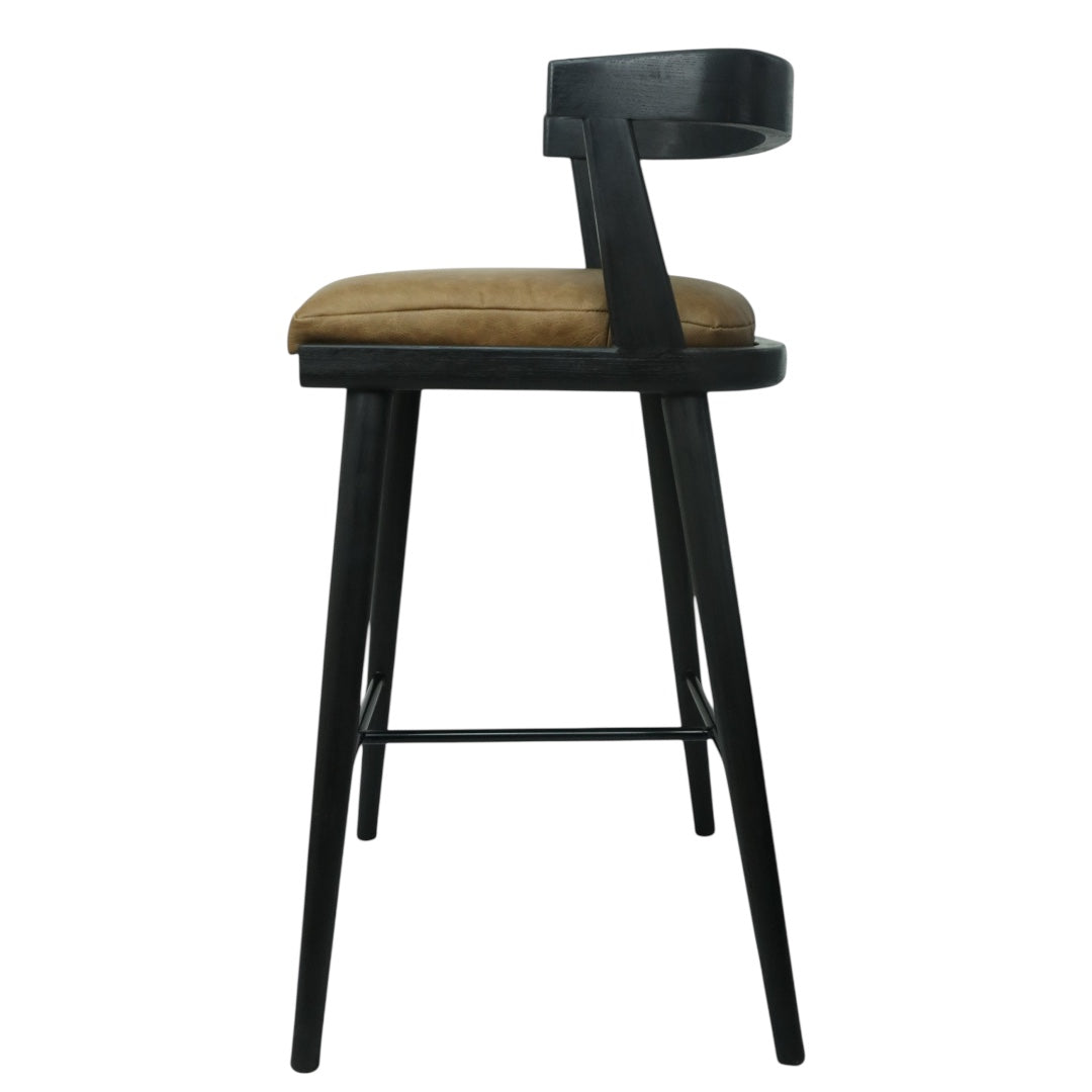 BANCO ALTO MERIDA - asiento piel genuina, estructura de madera de encino