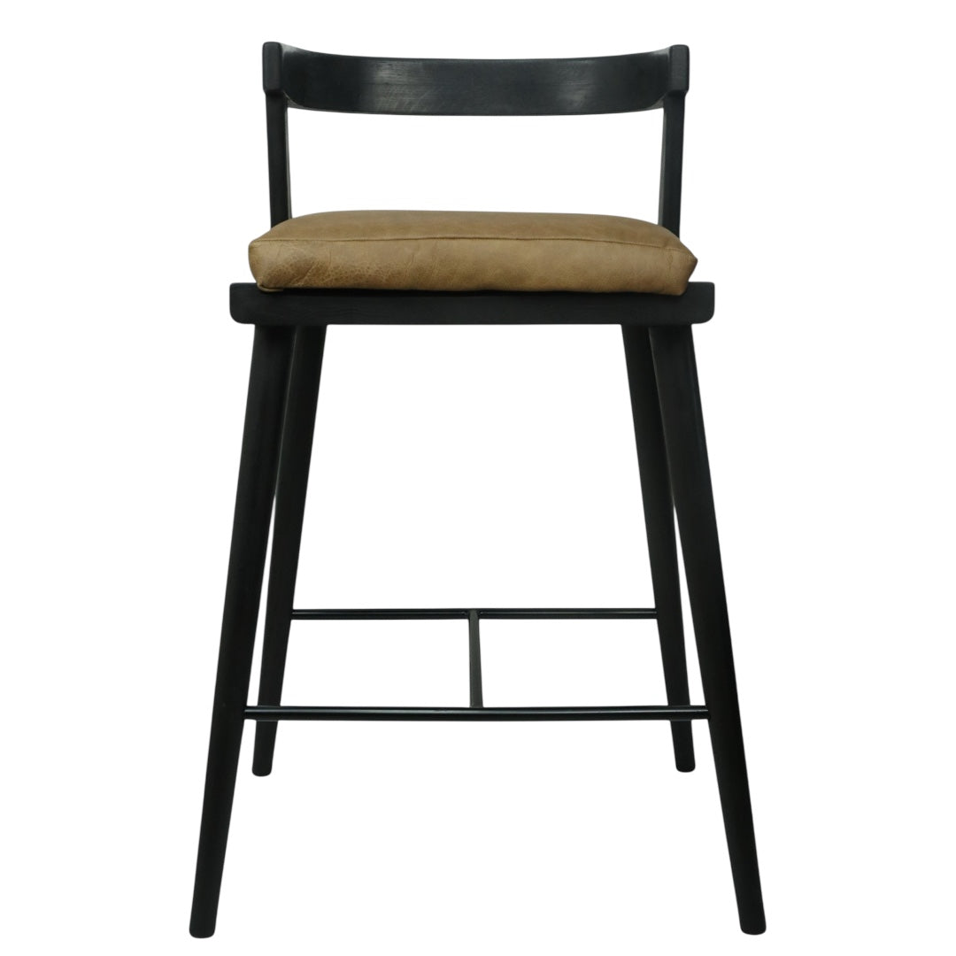 BANCO ALTO MERIDA - asiento piel genuina, estructura de madera de encino