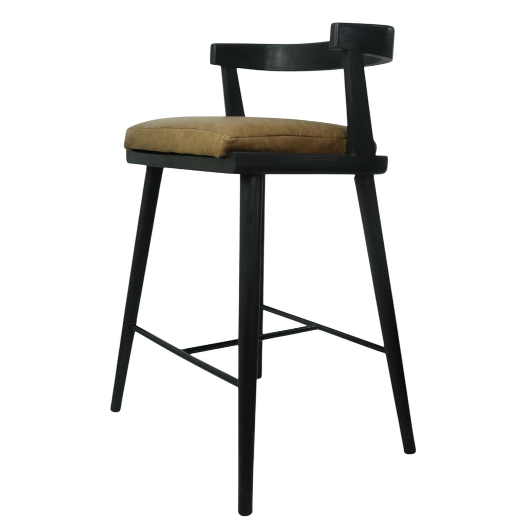 BANCO ALTO MERIDA - asiento piel genuina, estructura de madera de encino