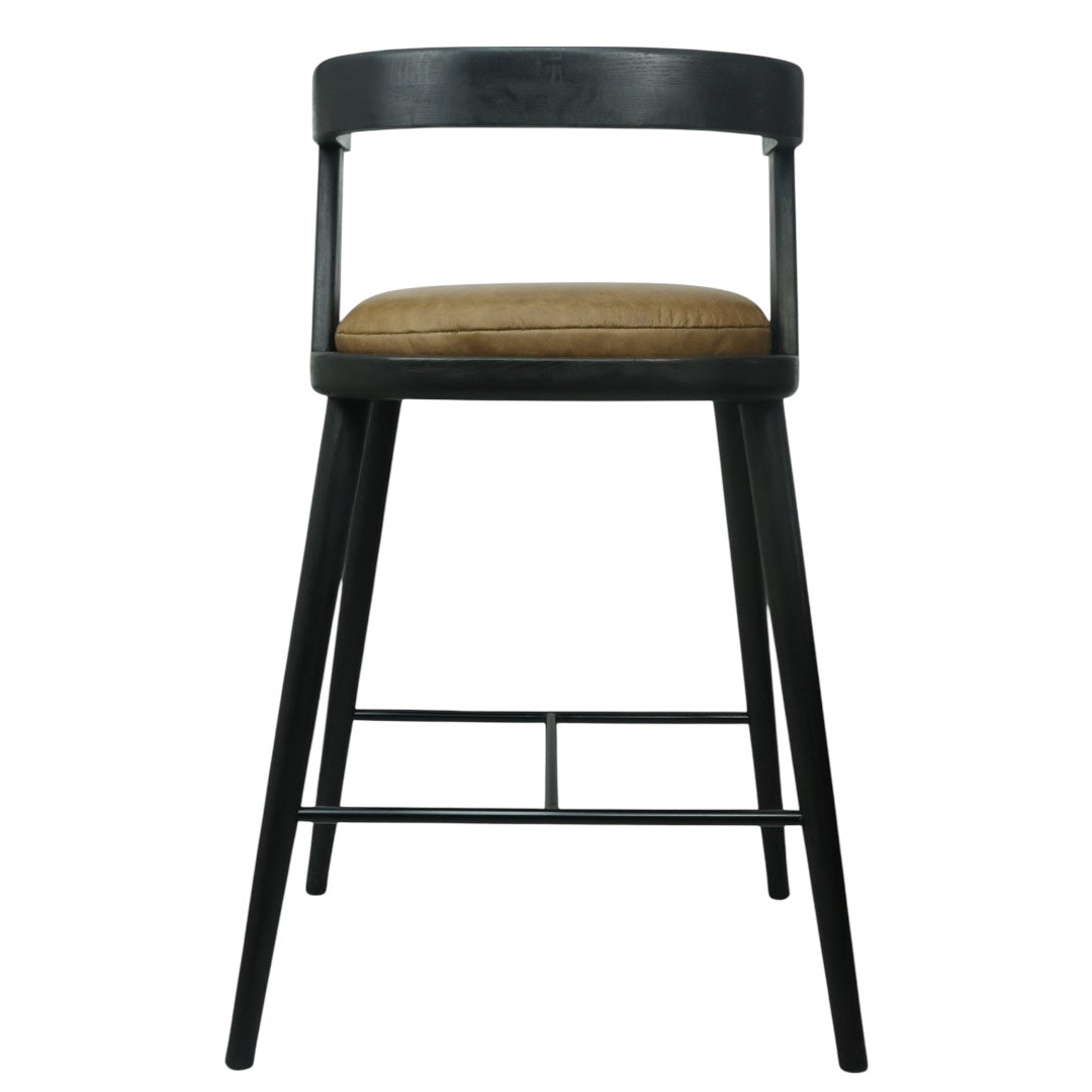 BANCO ALTO MERIDA - asiento piel genuina, estructura de madera de encino